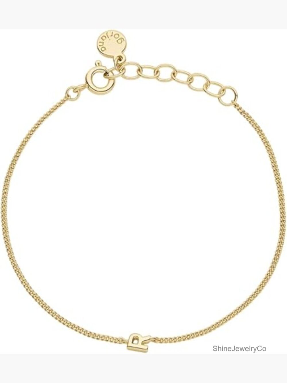 Personalized Alphabet Charm Bracelet 18k Gold Plated 6-7
